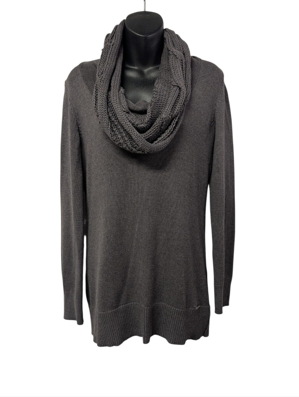 Michael Kors Women's Charcoal Grey Knit Cowl Neck Sweater Tunic Medium Size M